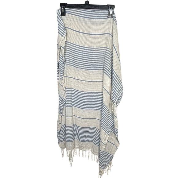 prAna Fringe Cotton Blend Striped Winter Fall Preppy Classic Scarf Shawl - Picture 2 of 10